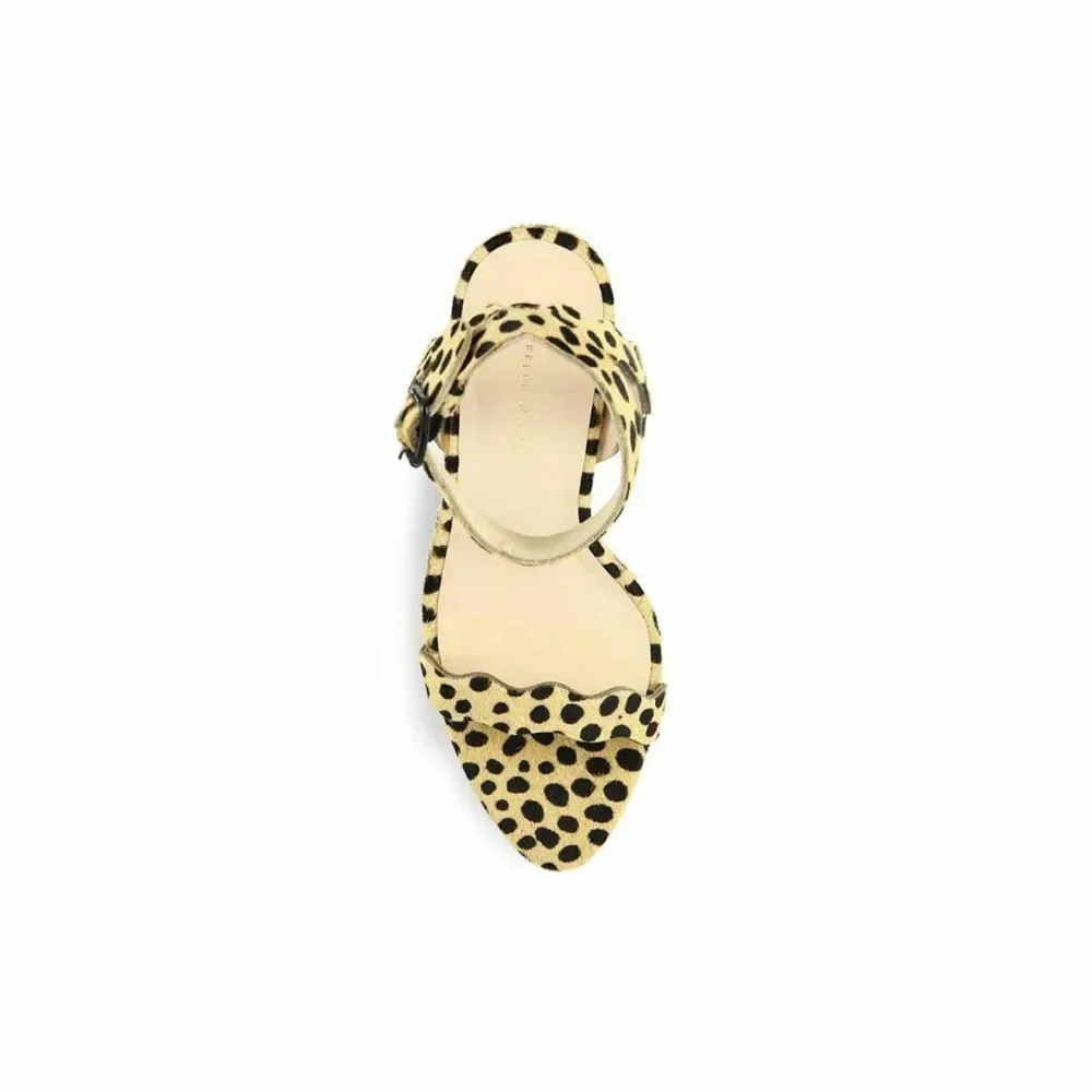 Loeffler Randall Piper Cheetah Print Wedge Ankle Strap Sandals Women's Size 10 B